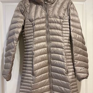Eddie Bauer Long Lightweight Down Puffer Coat - Pearl Gray